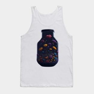 Cosmic Flowers in a Mason Jar Tank Top